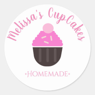 Cupcake Logo Sprinkles Homemade Bakery Classic Round Sticker