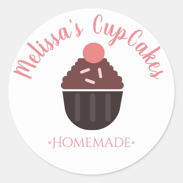 Cupcake Logo Sprinkles Homemade Bakery Classic Round Sticker (Front)