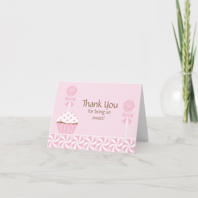Cupcake lollipopes Merci Note Cartes (Devant)
