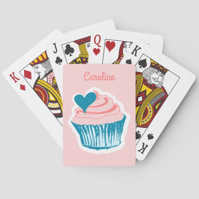 Cupcake Love custom name playing cards (Back)