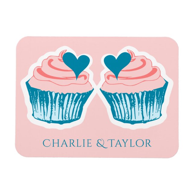 Cupcake Love custom names couple's magnet (Horizontal)