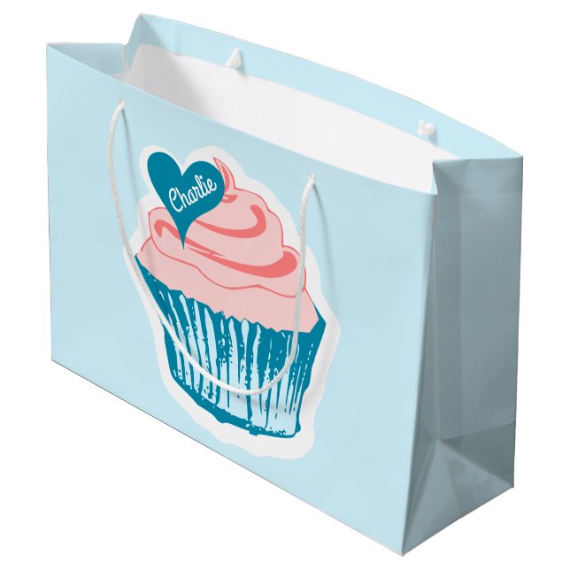 Cupcake Love custom text gift bag (Back Angled)