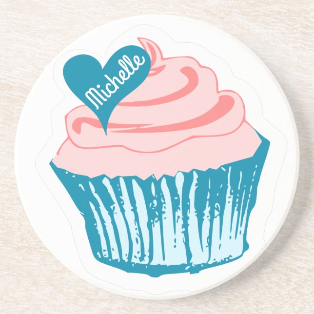 Cupcake Love nom personnalisé dessous de verre en  (Devant)