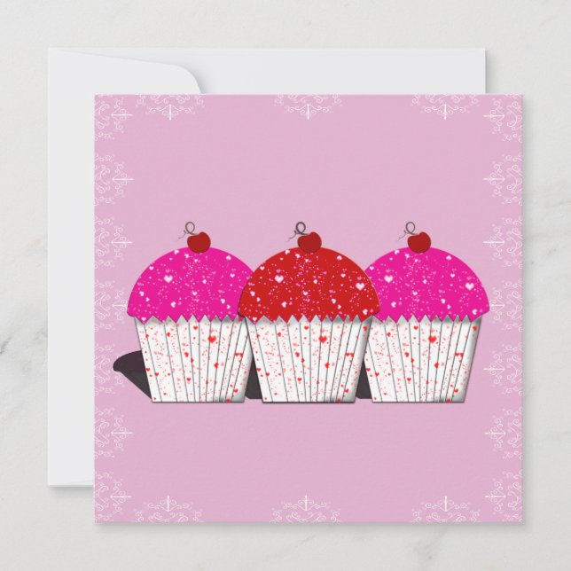 Cupcake Love on Pink Notecards (Front)