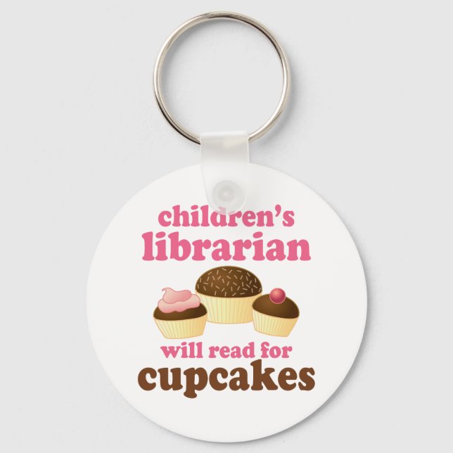 Cupcake Lover Childrens Librarian Gift Keychain (Front)