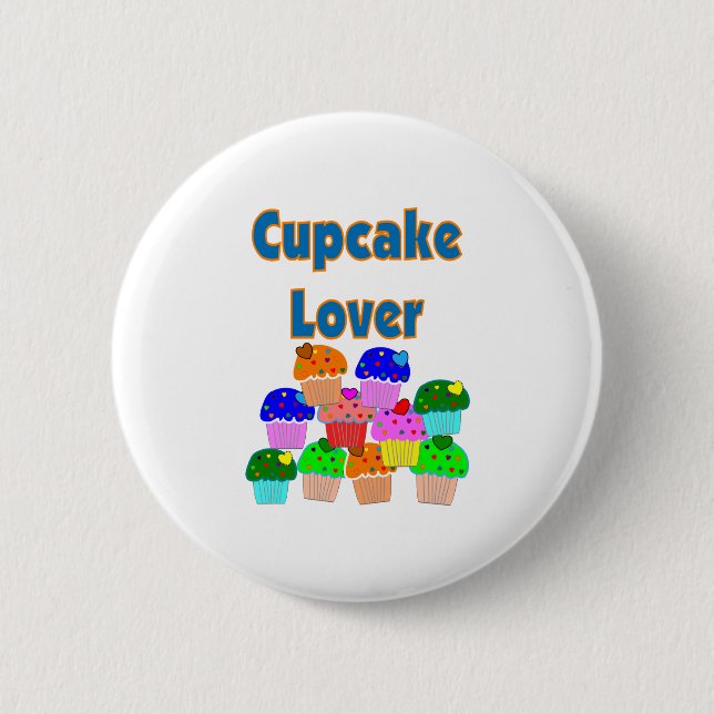 "Cupcake Lover"---Mound of Bright coloured 2 Inch Round Button (Front)