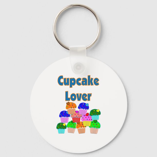 "Cupcake Lover"---Mound of Bright coloured cupcake Keychain (Front)
