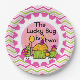 Cupcake Lucky Bug 2nd Birthday Paper Plates