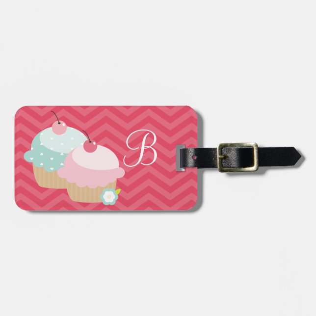 Cupcake Mania Personalized Luggage Tag (Front Horizontal)
