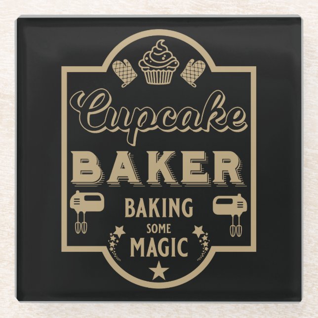 Cupcake Master Baker Glass Coaster (Front)