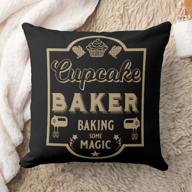 Cupcake Master Baker Throw Pillow (Blanket)