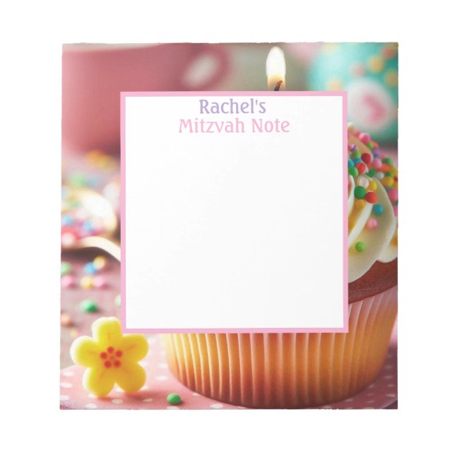 Cupcake Mitzvah Note Girls Notepad (Front)