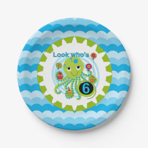 Cupcake Octopus 6th Birthday Paper Plates