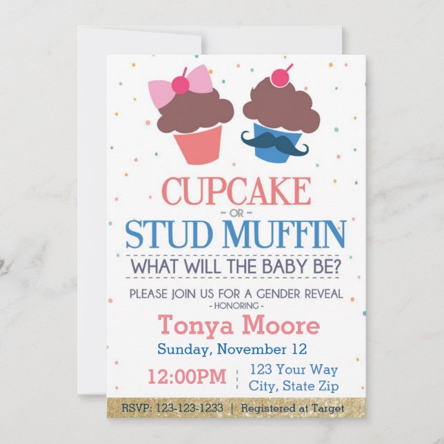 Cupcake or Stud Muffin Baby Shower Invitation (Front)