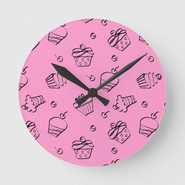 Cupcake Outlines Wall Clock (Front)