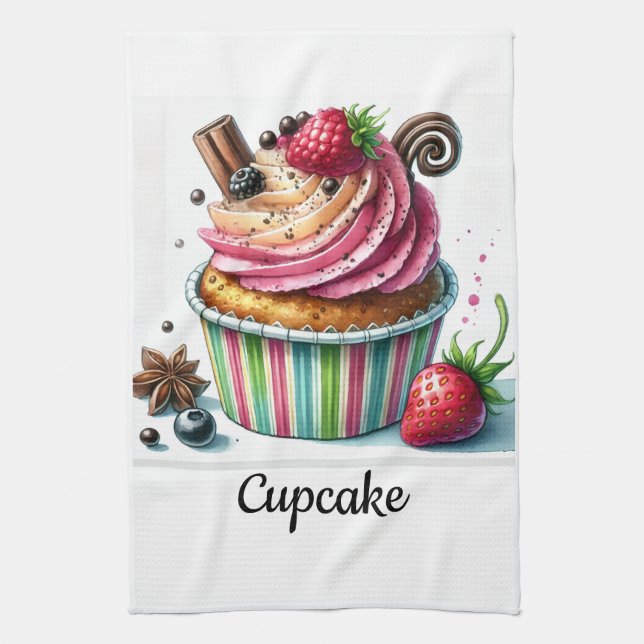 Cupcake Pains Kitchen Towel (Vertical)
