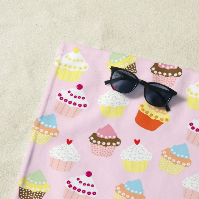 Cupcake Party Beach Towel (In Situ)