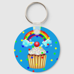 Cupcake Party with Rainbow & Sprinkles Keychain