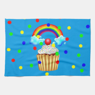 Cupcake Party with Rainbow & Sprinkles Kitchen Towel