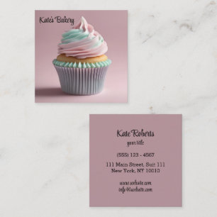 Cupcake Pastel Colours Bakery Pastry Chef Catering Square Business Card