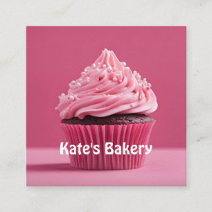 Cupcake Pastel Pink Bakery Pastry Chef Catering Square Business Card