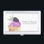 Cupcake Pastry Chef Bakery Business Card Case<br><div class="desc">A cute cupcake with purple frosting and a blackberry on top decorates this bakery business card case. Personalize it with your name and business. Designed for you by Blackberry Boulevard.</div>