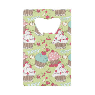 Cupcake pattern credit card bottle opener