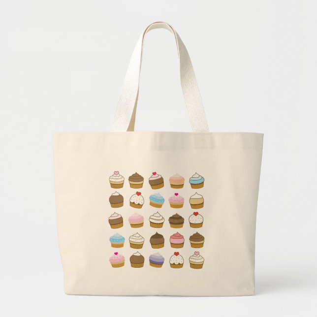 cupcake pattern large tote bag (Front)