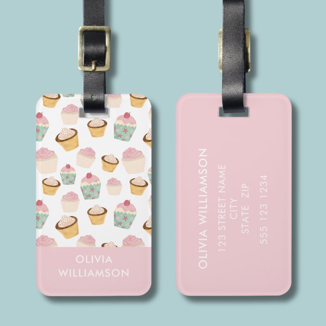 Cupcake Pattern  Luggage Tag (Cupcake pattern personalized luggage tag)