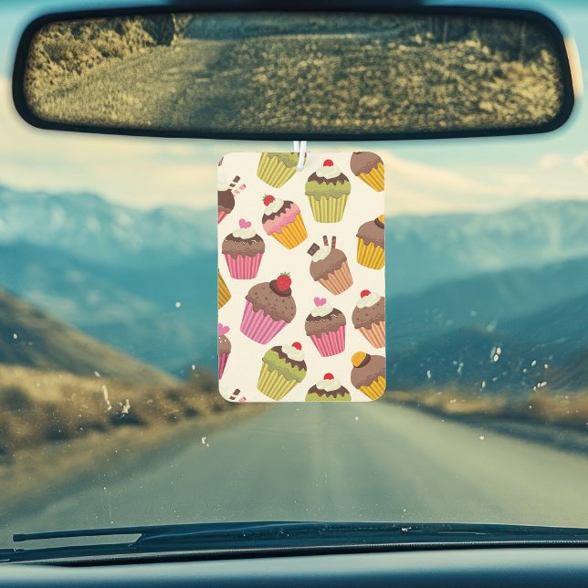 Cupcake Pattern, Muffin Pattern, Chocolate, Hearts Air Freshener (Creator Uploaded)