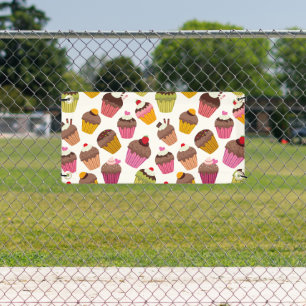 Cupcake Pattern, Muffin Pattern, Chocolate, Hearts Banner