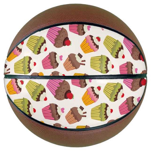 Cupcake Pattern, Muffin Pattern, Chocolate, Hearts Basketball (Front)