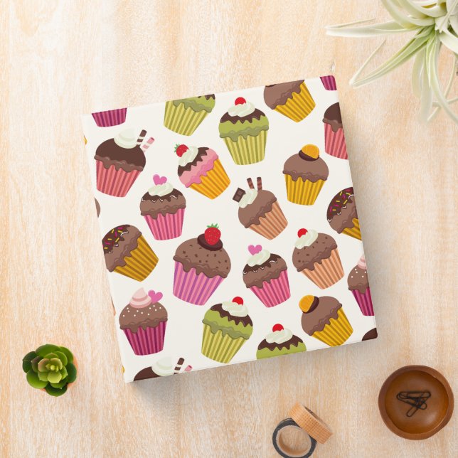 Cupcake Pattern, Muffin Pattern, Chocolate, Hearts Binder (In Situ)