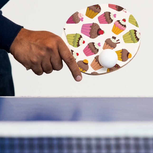 Cupcake Pattern, Muffin Pattern, Chocolate, Hearts Ping Pong Paddle (Insitu)