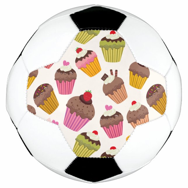 Cupcake Pattern, Muffin Pattern, Chocolate, Hearts Soccer Ball (Front)