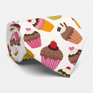 Cupcake Pattern, Muffin Pattern, Chocolate, Hearts Tie