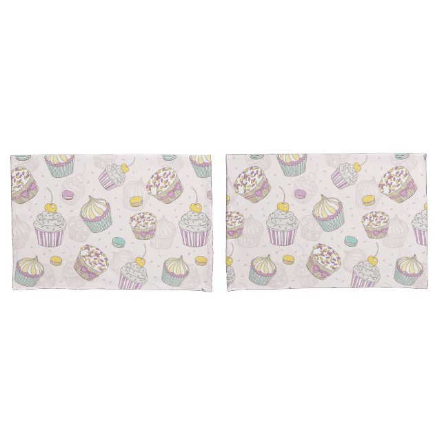 Cupcake Pattern Pillowcase (Front-Set)