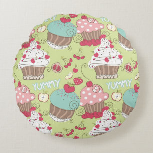 Cupcake pattern round pillow