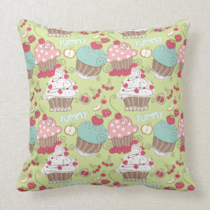 Cupcake pattern throw pillow