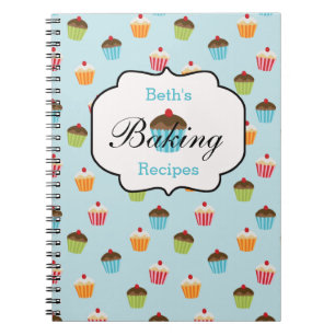 Cupcake Personalized Baking Recipe Notebook
