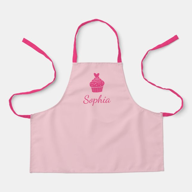 Cupcake Personalized Name Pink Apron (Front)