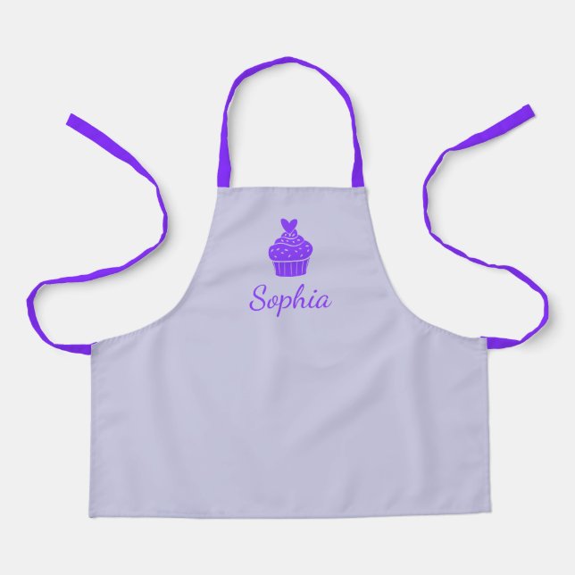 Cupcake Personalized Name Purple Apron (Front)