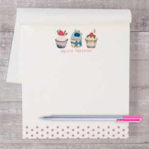 Cupcake Personalized Notepad – Pink Polka Dot Swee
