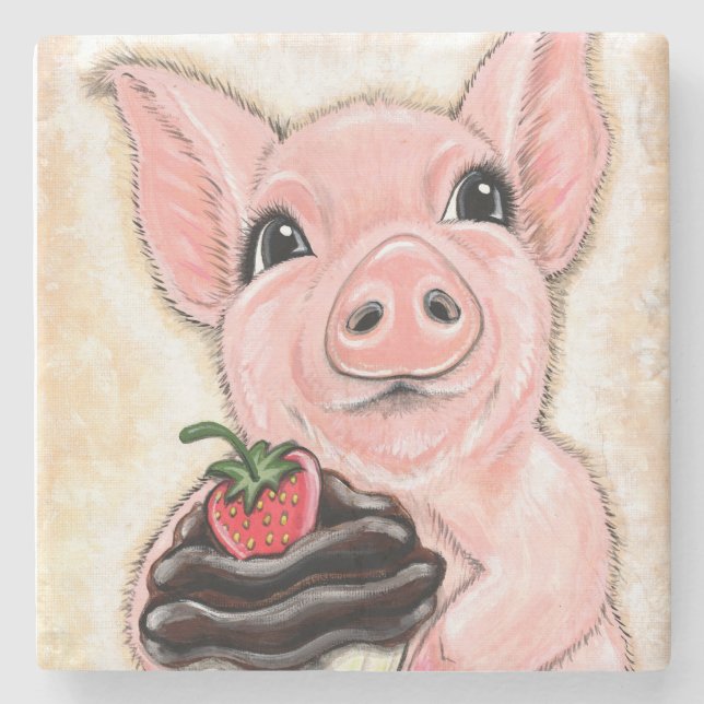 Cupcake Piggy Stone Coaster (Front)