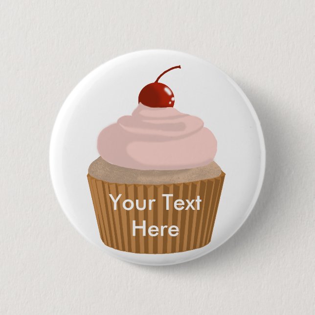 Cupcake-Pink and Brown 2 Inch Round Button (Front)
