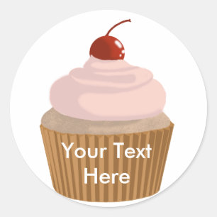 Cupcake-Pink and Brown Classic Round Sticker