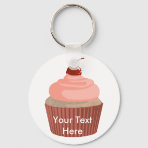 Cupcake-Pink and Red Keychain