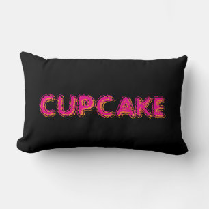 Cupcake Pink Black Custom Text Throw Pillow