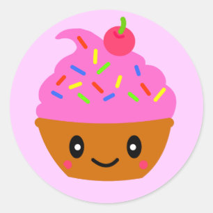 cupcake pink classic round sticker