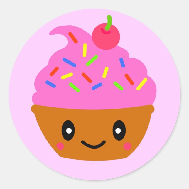cupcake pink classic round sticker (Front)